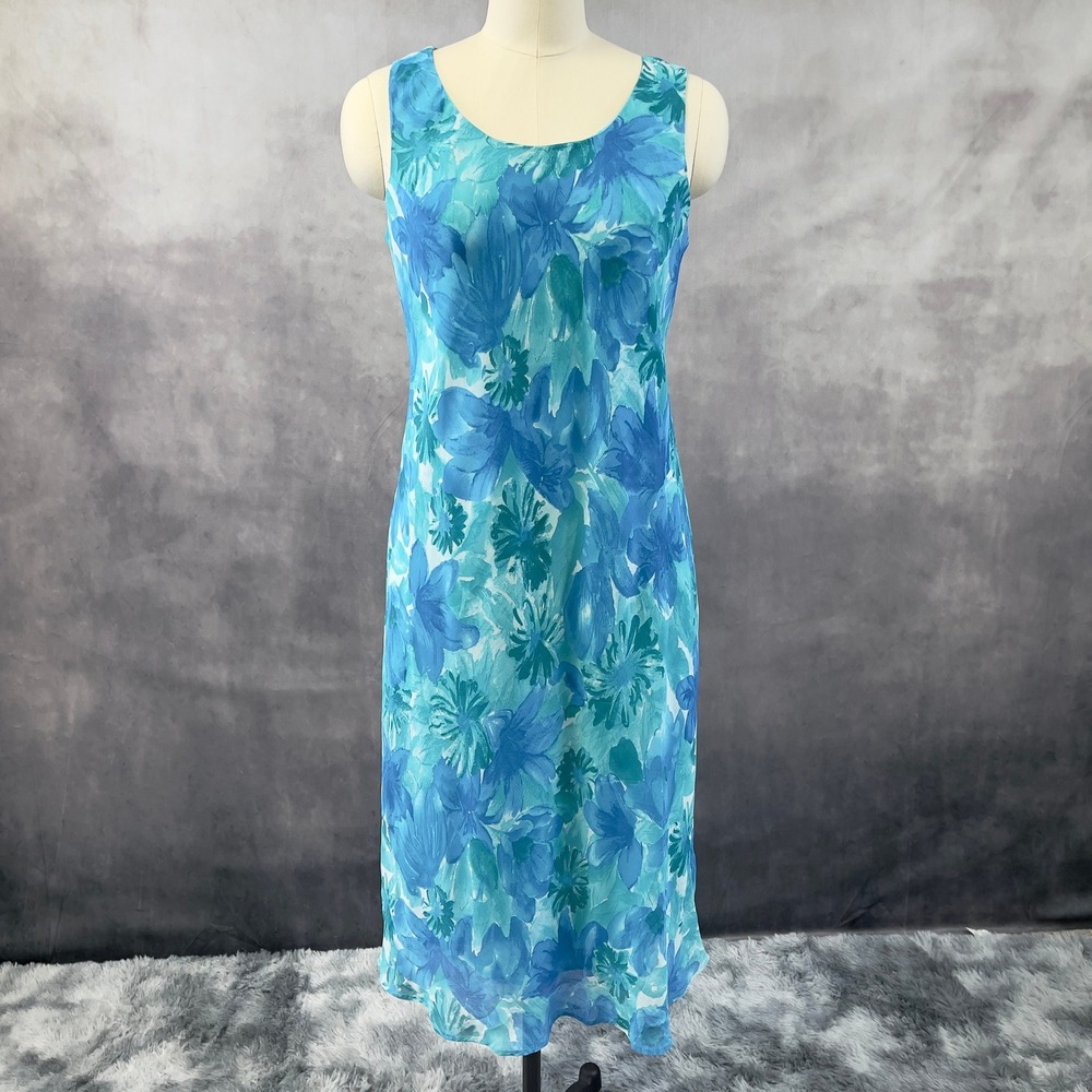 Studio I‎ Petite Floral Midi Dress Women 14P  Flowy Coastal Feminine Tropical